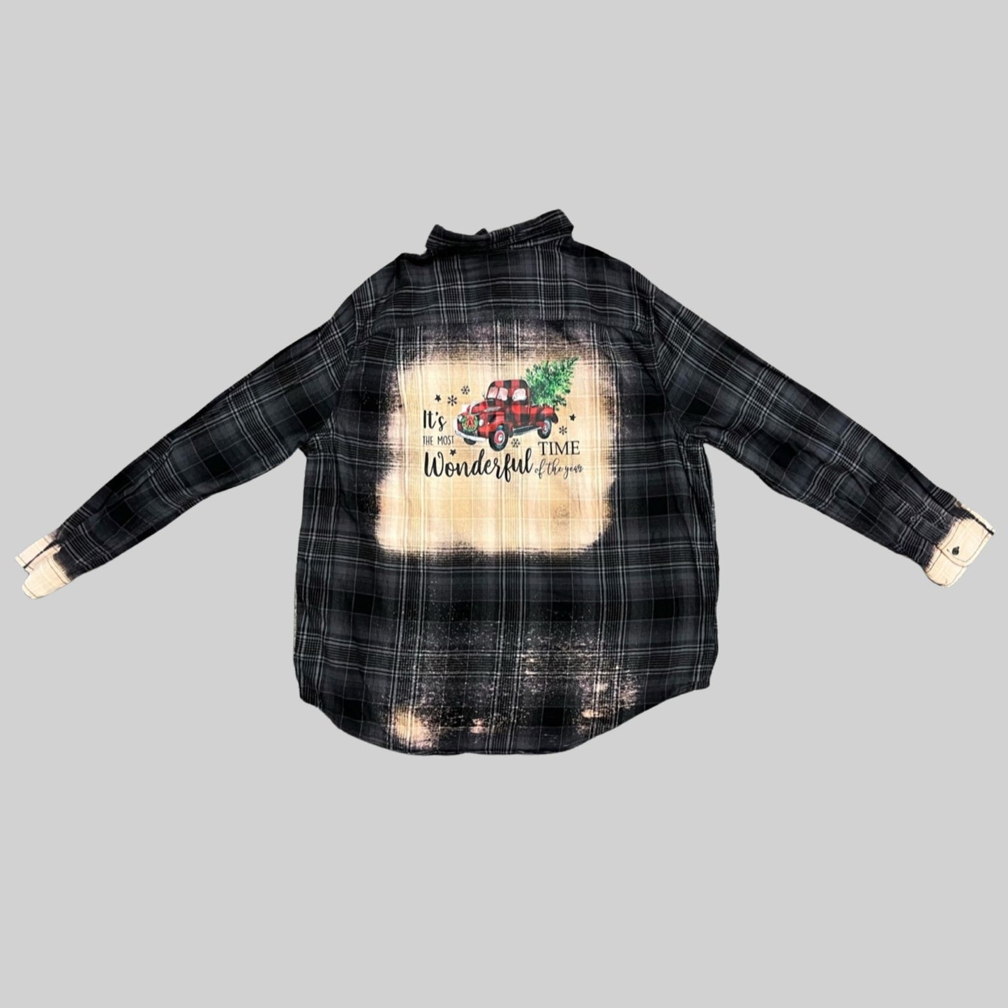 Christmas Tree Truck Bleached Flannel
