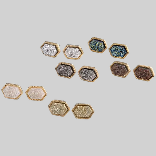 Hexagon Shape Stud Earrings