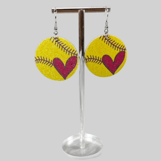 Leather Softball Earrings