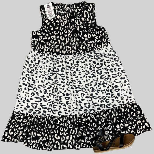 Cheetah Black and White Tank Top tired Dress