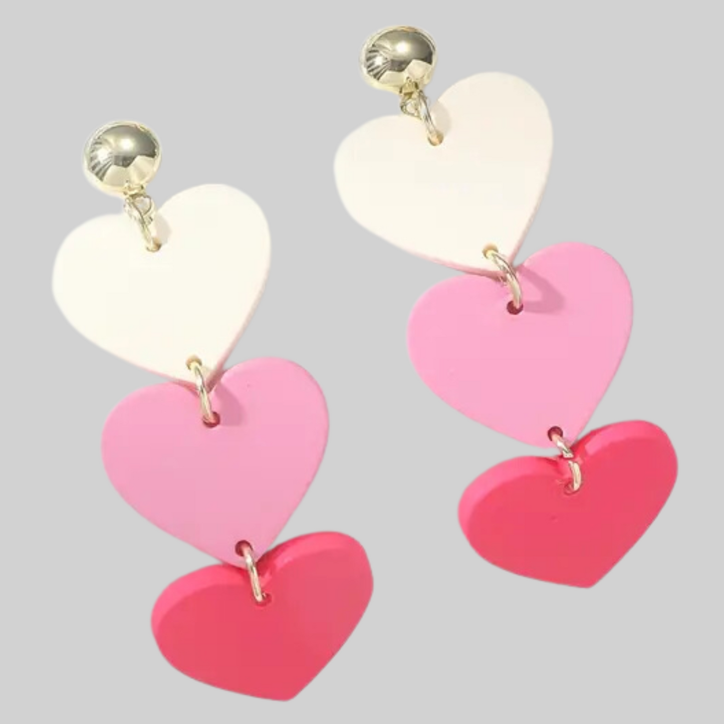 Trio Love Heart Shaped Clay Earrings