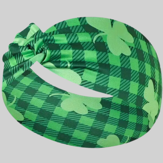 Saint Patrick's Day Green Shamrock Plaid Headband