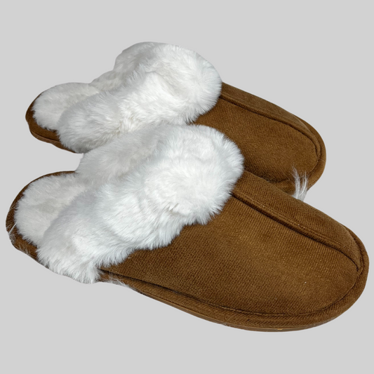 Solid Color Soft Sole Backless Fuzzy Plush Lined Shoes