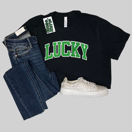 Saint Patrick's Day Lucky Glitter and Puff T-Shirt