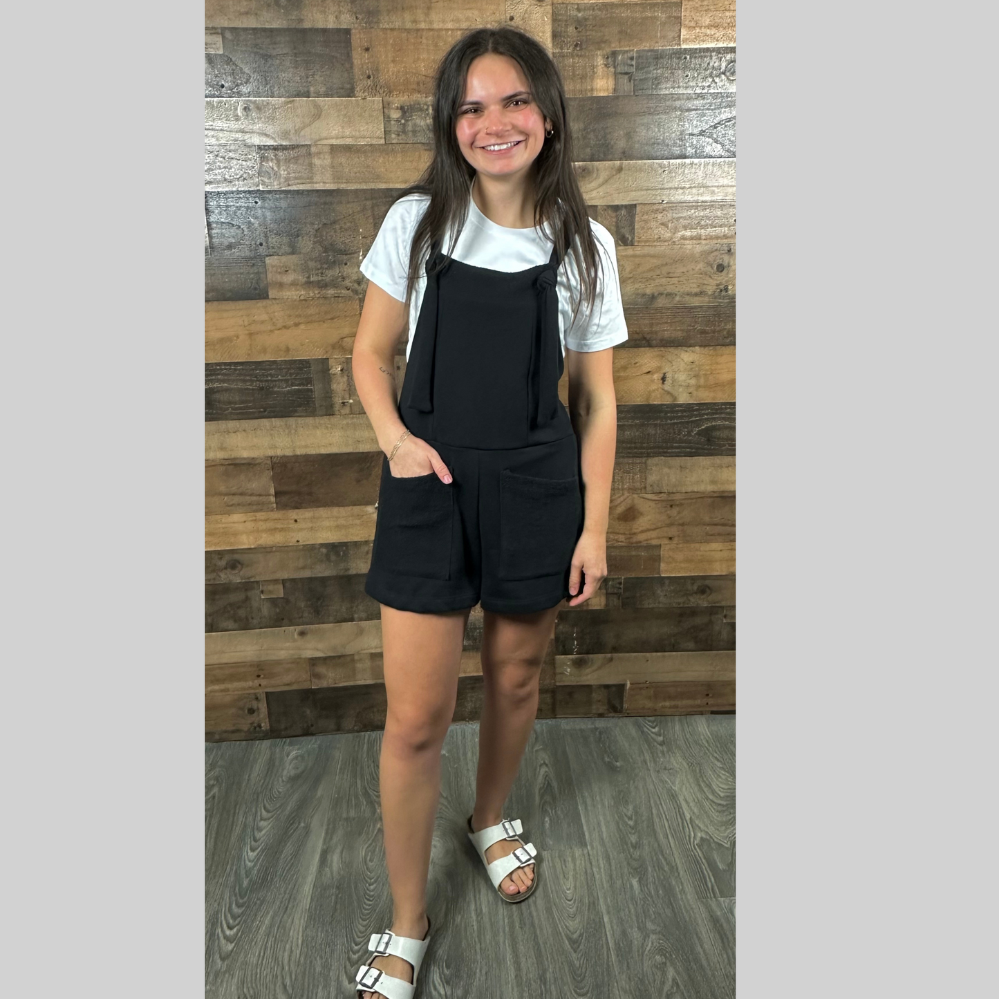 Overall Style French Terry Romper with Pockets
