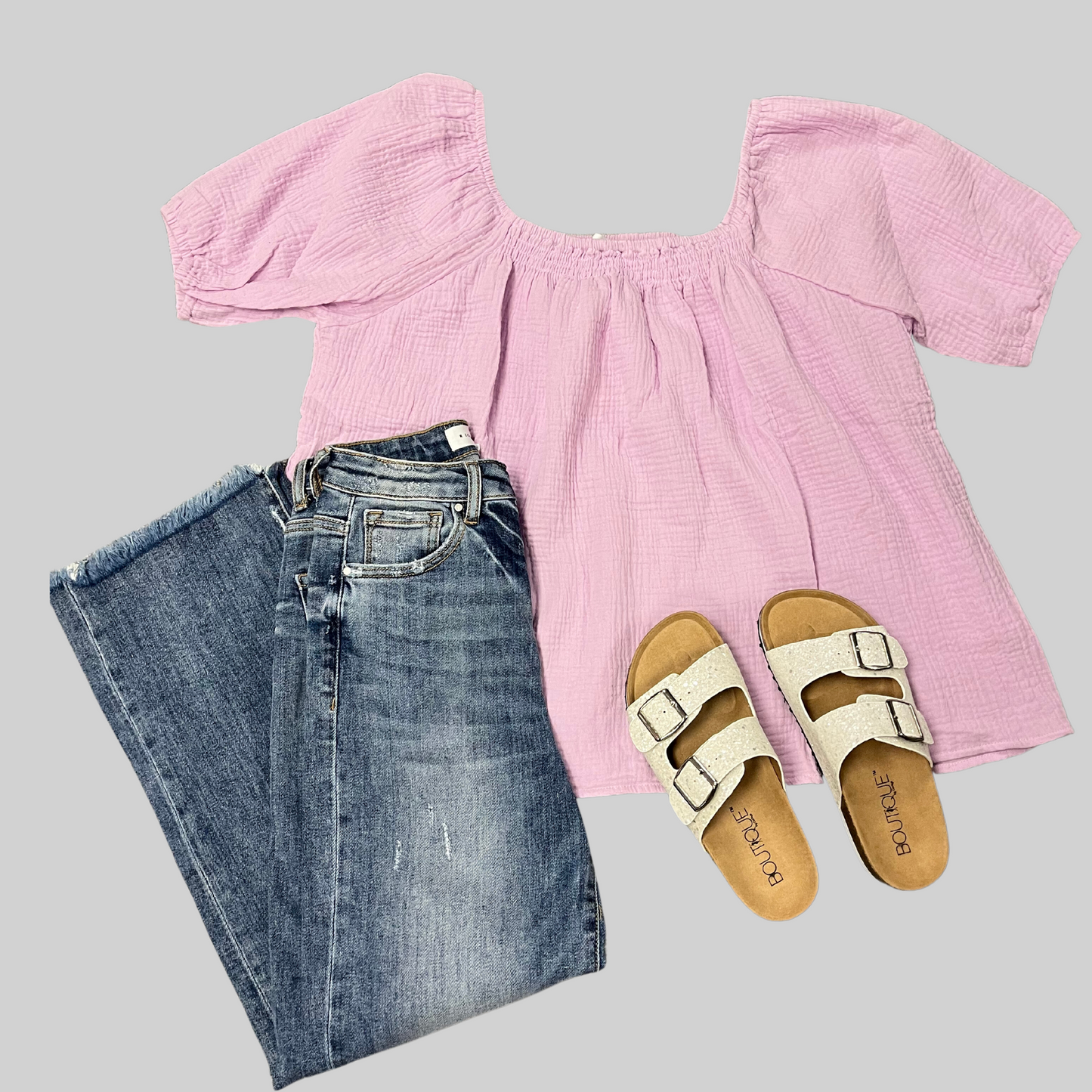 Cotton Gauze Puff Sleeve Blouse