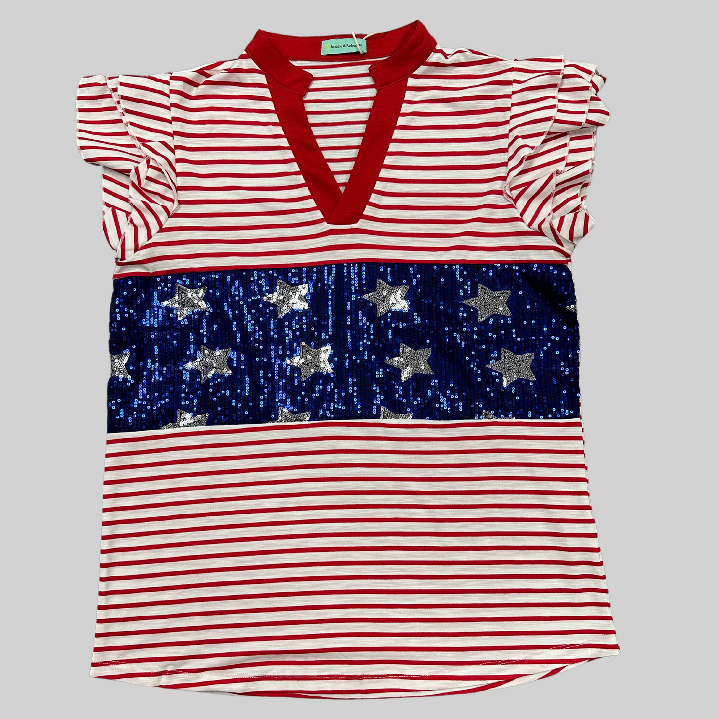 4th of July Striped Sequin Blouse