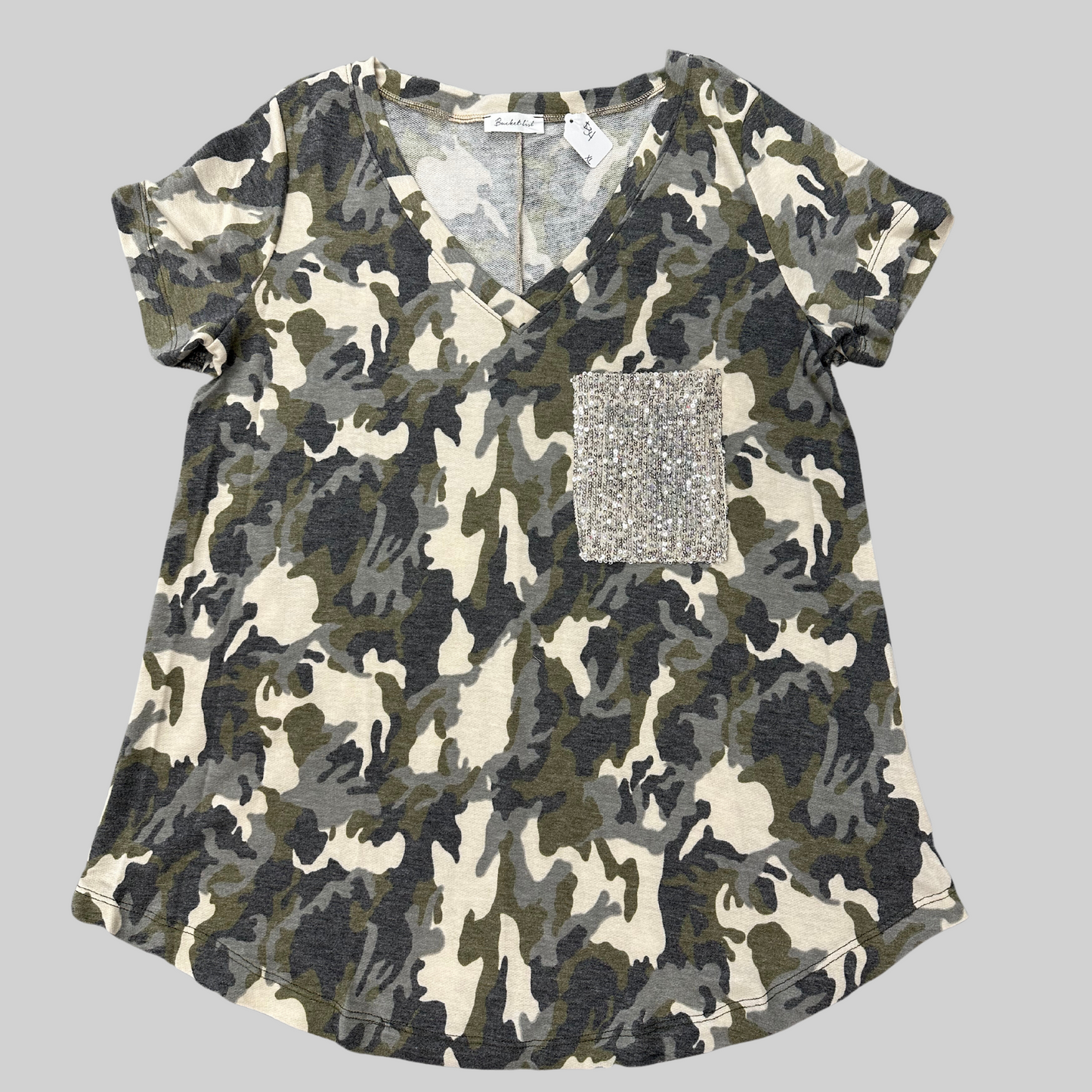 Sequence Chest Pocket Camo Top