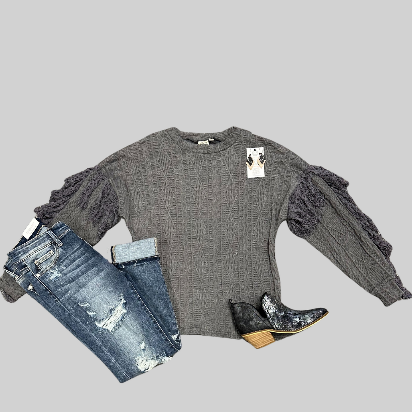 Smokey Mountains Fringe Sweater