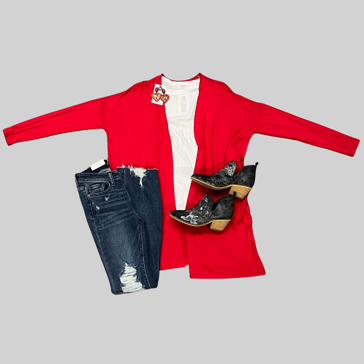 Ruby Red Soft Mid-Length Cardigan