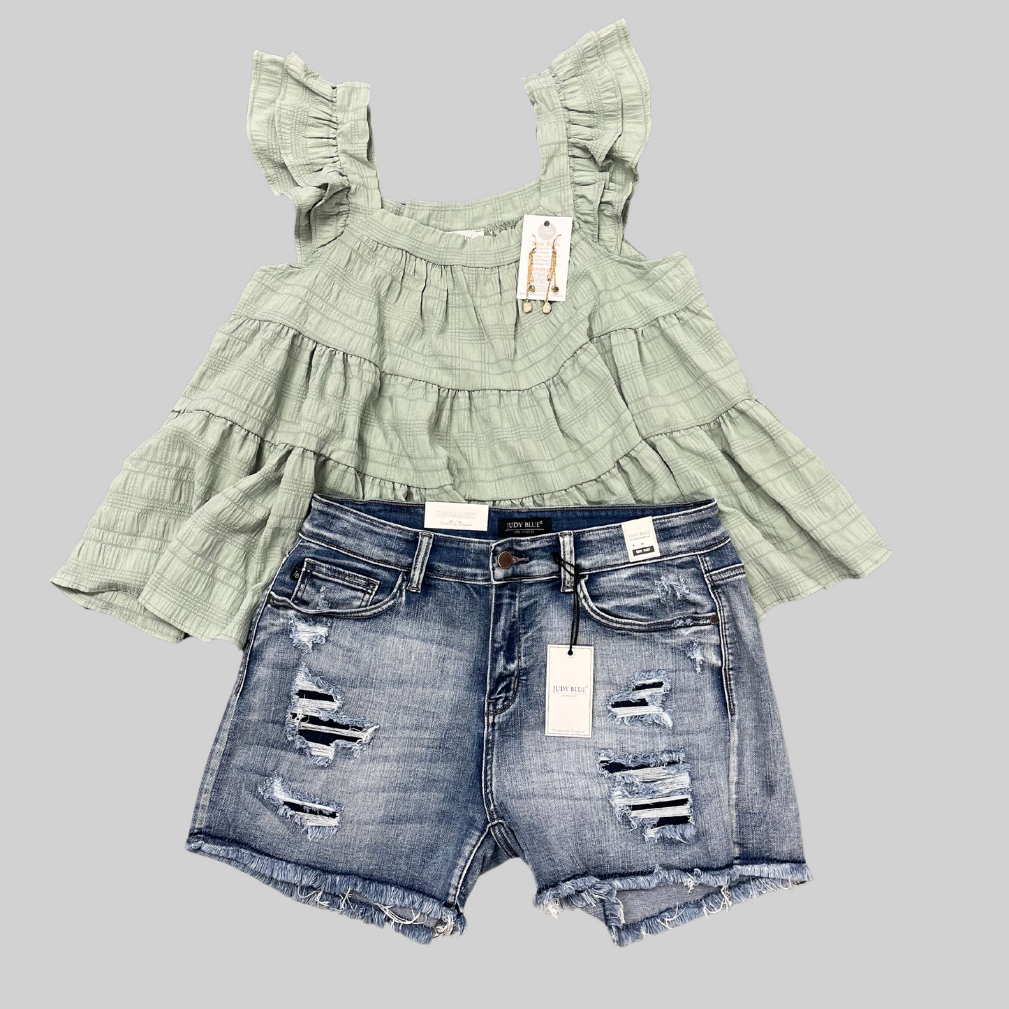 Tiered Solid Textured Babydoll Top