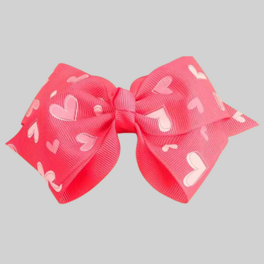 Valentine Day Pink Heart Hair Bow