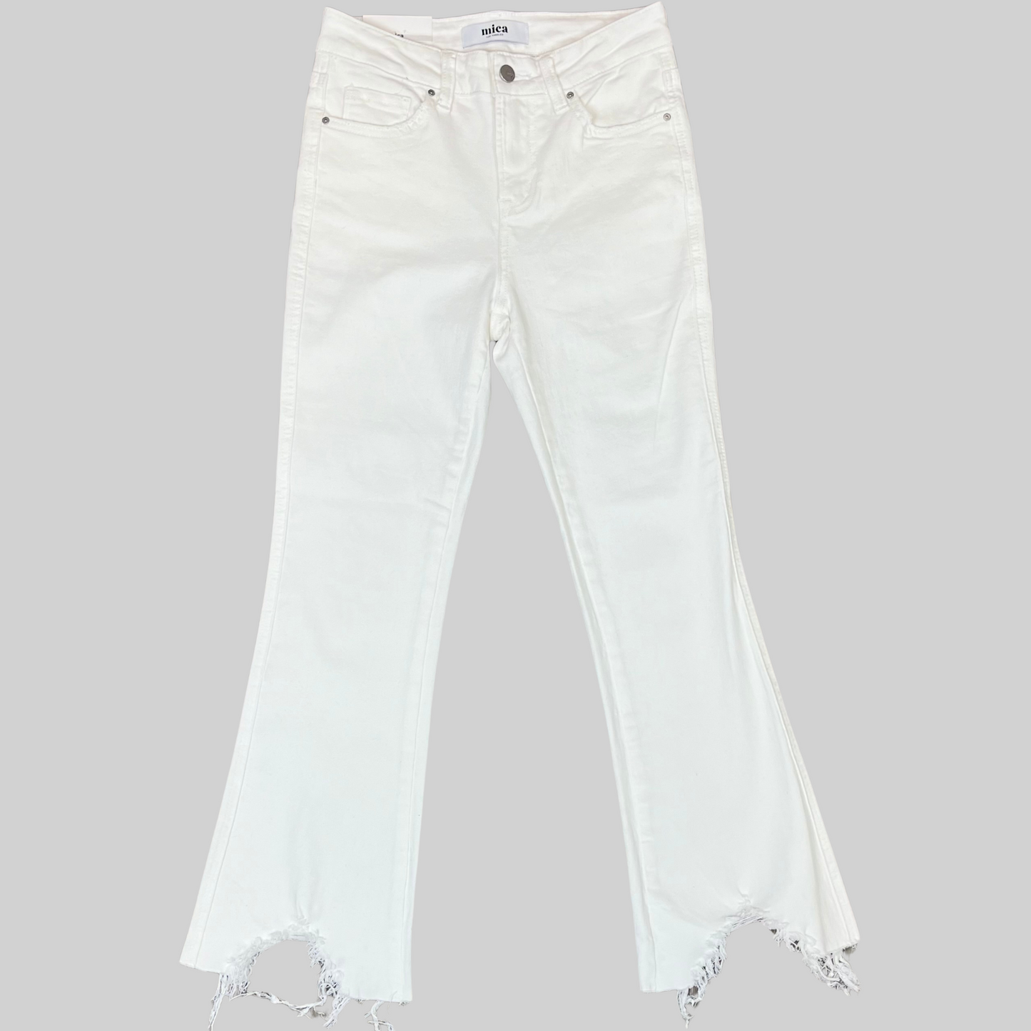 Mica High Rise Shark Bite White Jeans