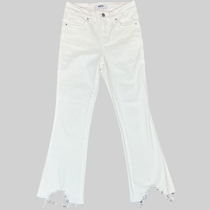 Mica High Rise Shark Bite White Jeans