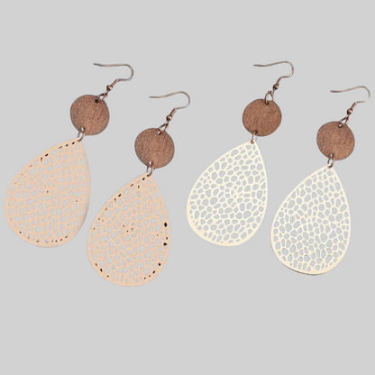 Vintage Hollow Out Leaf Shape Cooper Earrings