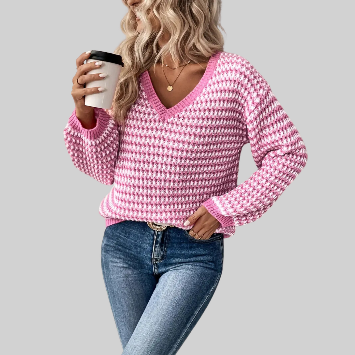 Striped V-Neck Sweater