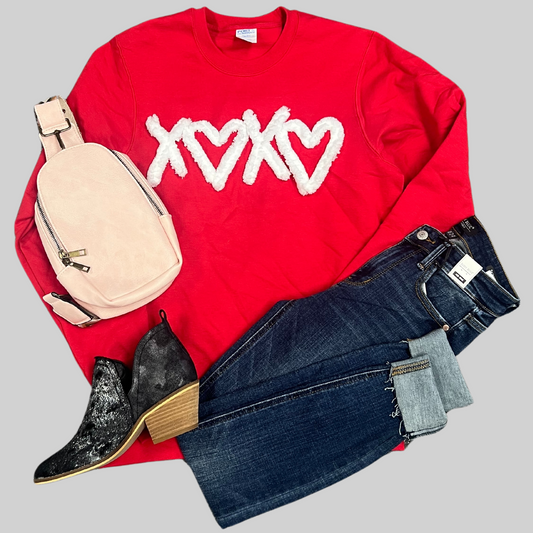 Valentine's Day XOXO Yarn Sweatshirt