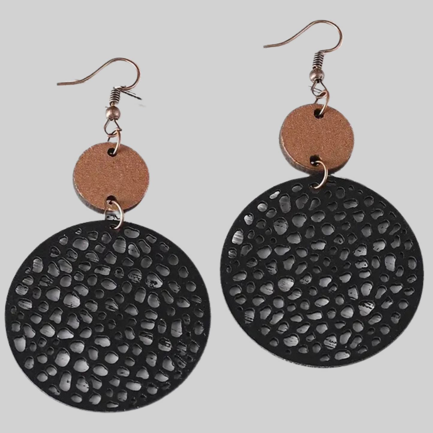 Hollow Round Shape Dangle Leather Earrings