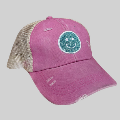 Smiley Face Glitter Hat