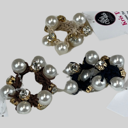 Faux Pearl & Rhinestone Comfortable Hair Tie