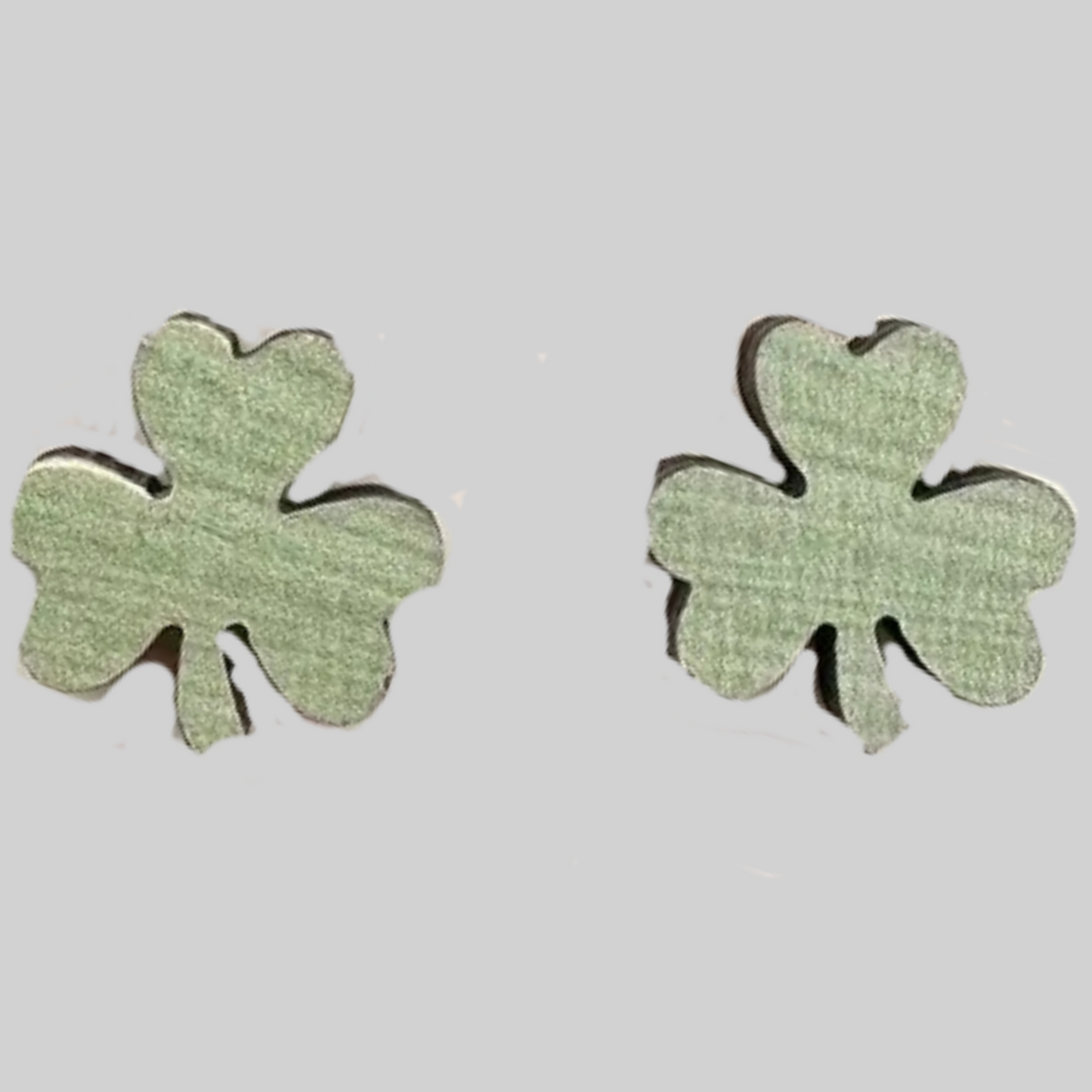 Saint Patrick's Day Shamrock Stud Wood Earrings