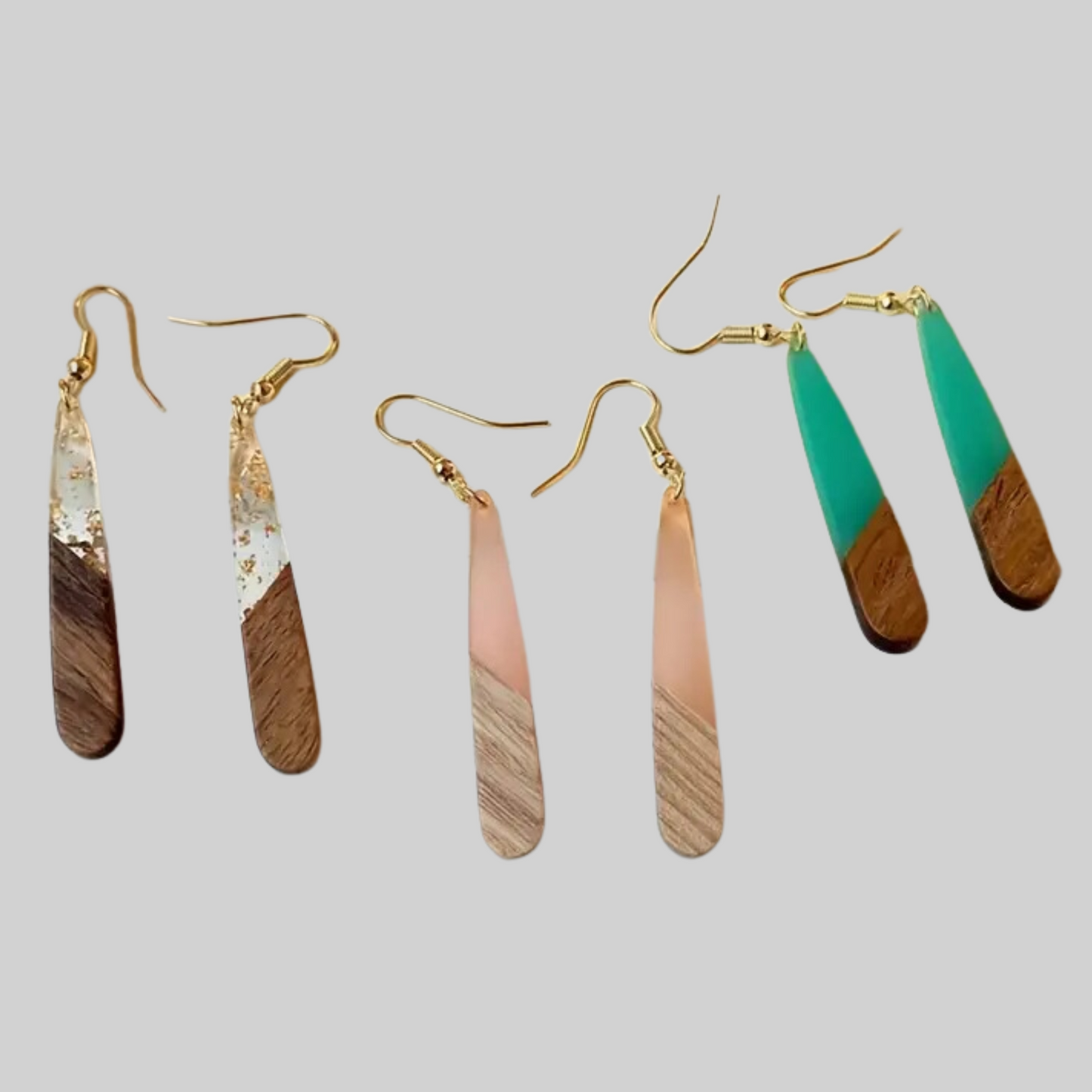 Foil Wood/ Acrylic Earrings