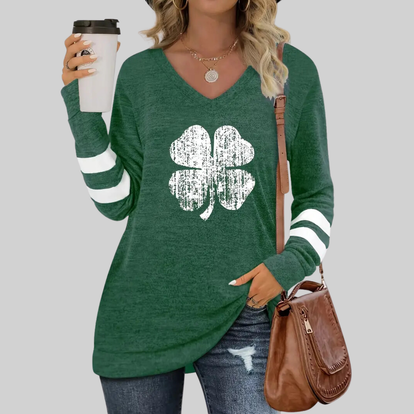 Saint Patrick's Day Clover Long Sleeve Shirt