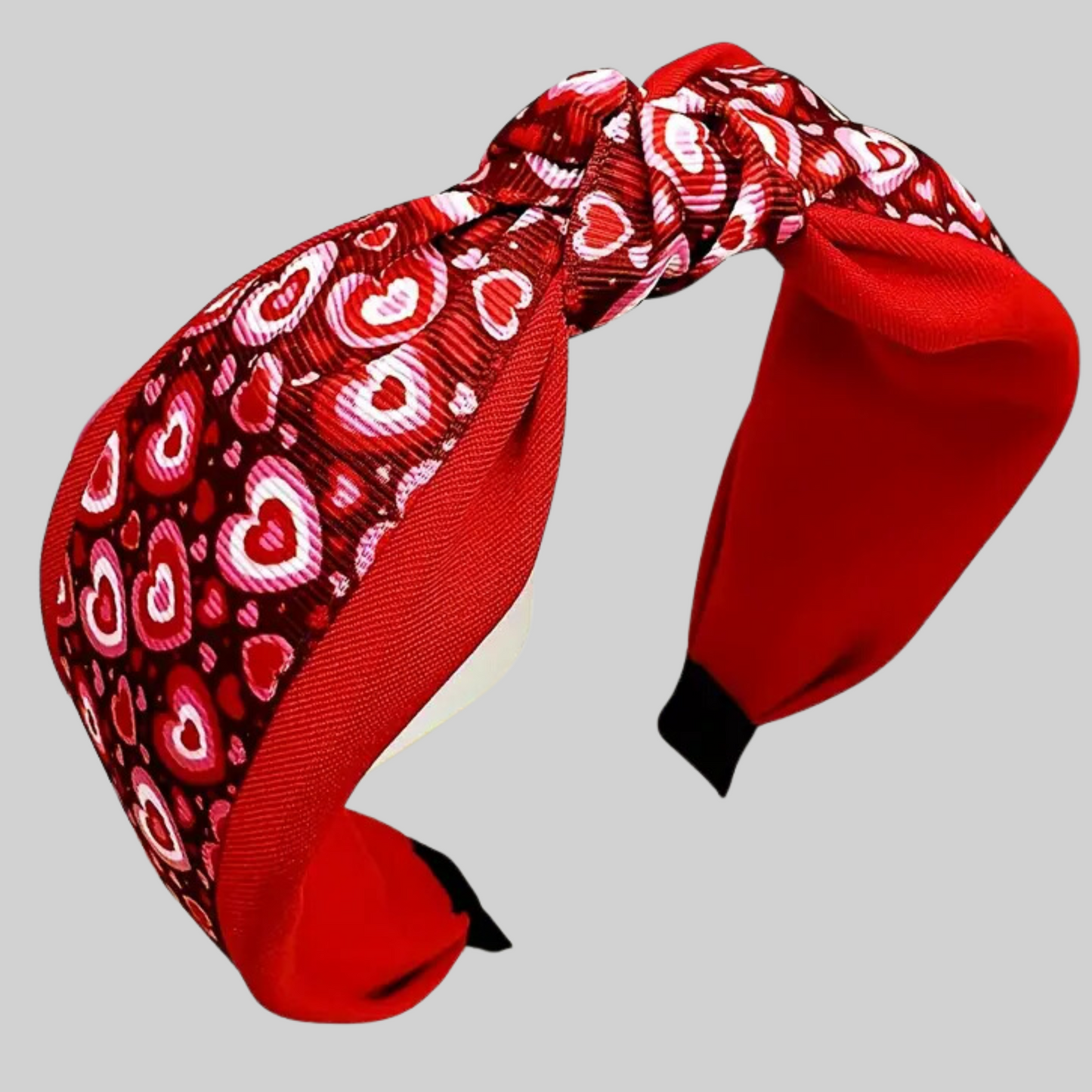 Valentine's Day Red Heart Printed Cross Top Knot Headband