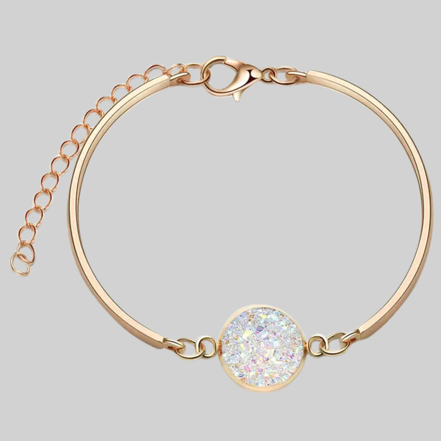 Minimalist Bangle Bracelet with Round Shape Crystal