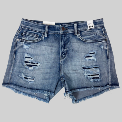 Judy Blue Frayed Bottom Medium Wash Shorts