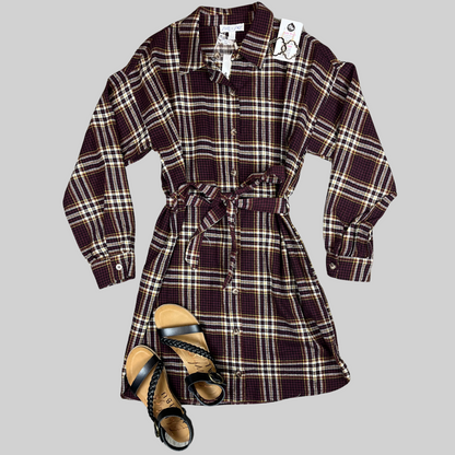 Fall Plaid Tie Dress