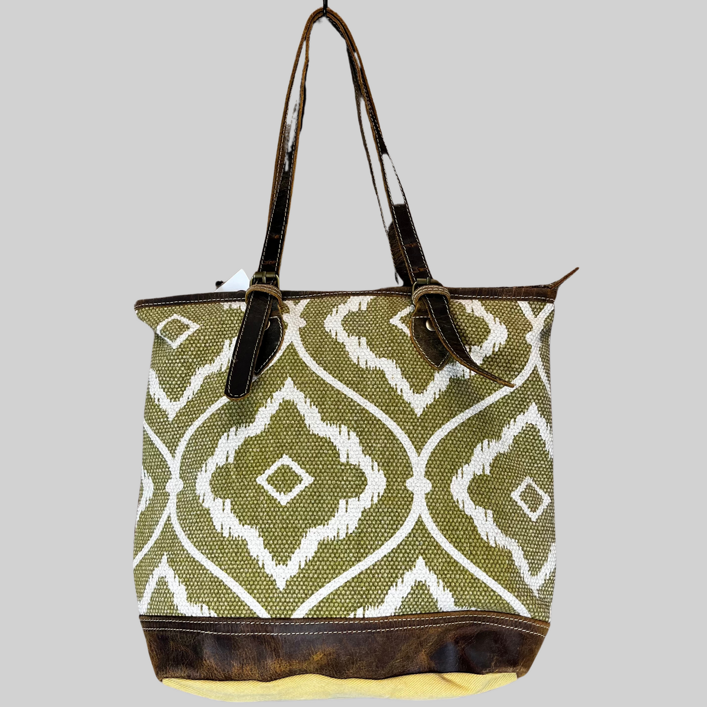 Brown/ White Leather Myra Tote Bag