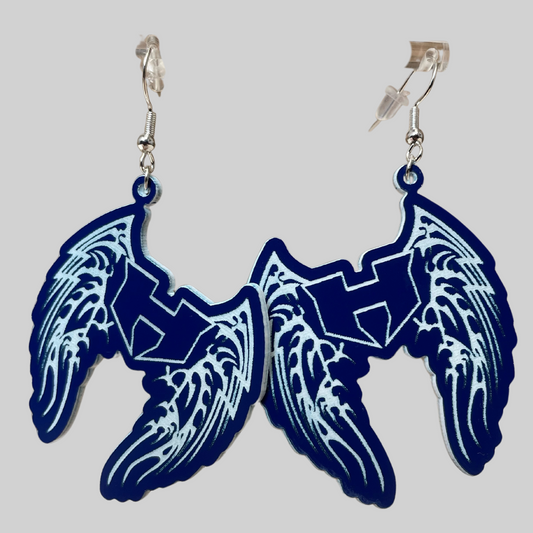 Hebron Silver Wings Acrylic Logo Earrings