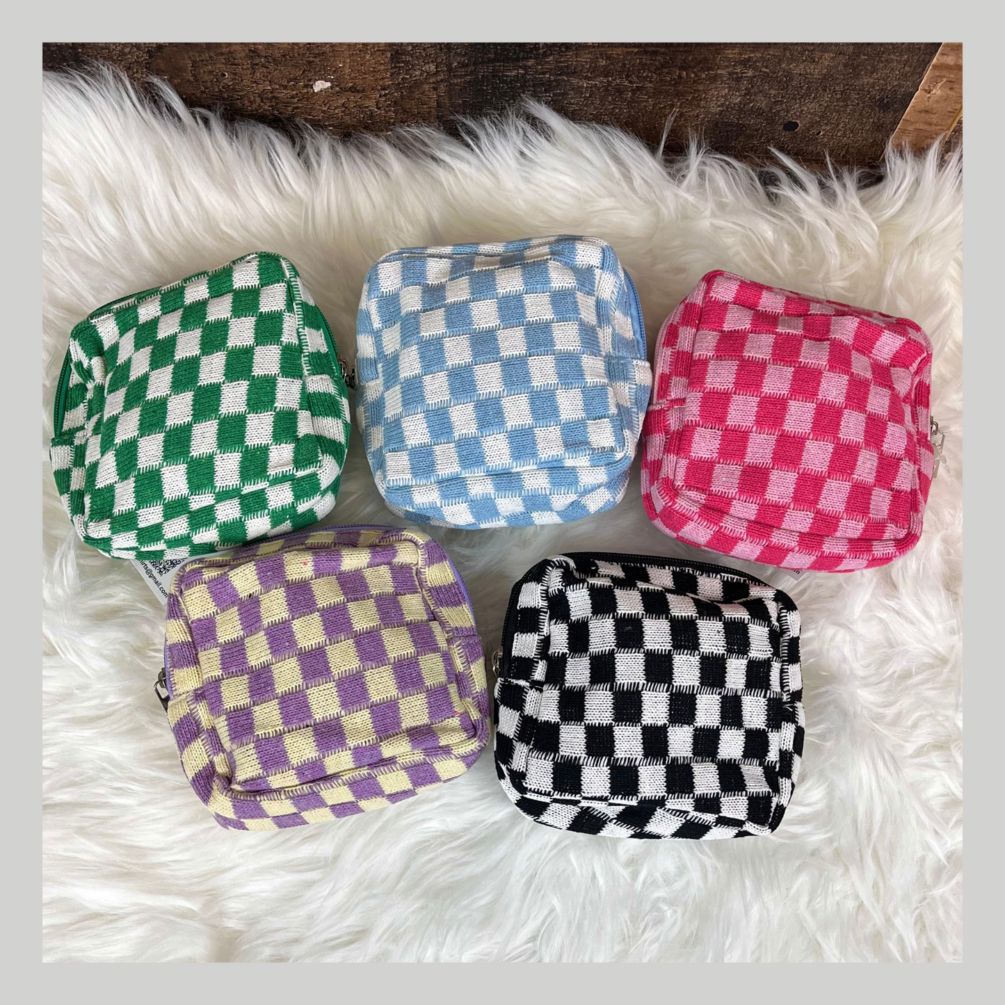 Small Checkered Make-up Bag